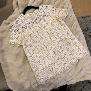 Kate Spade Sheer White Floral Top